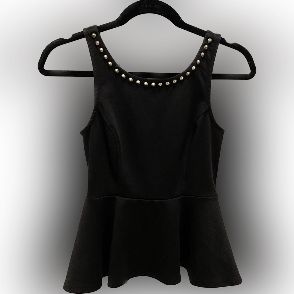 Black studded peplum top, Small, by fire los angeles